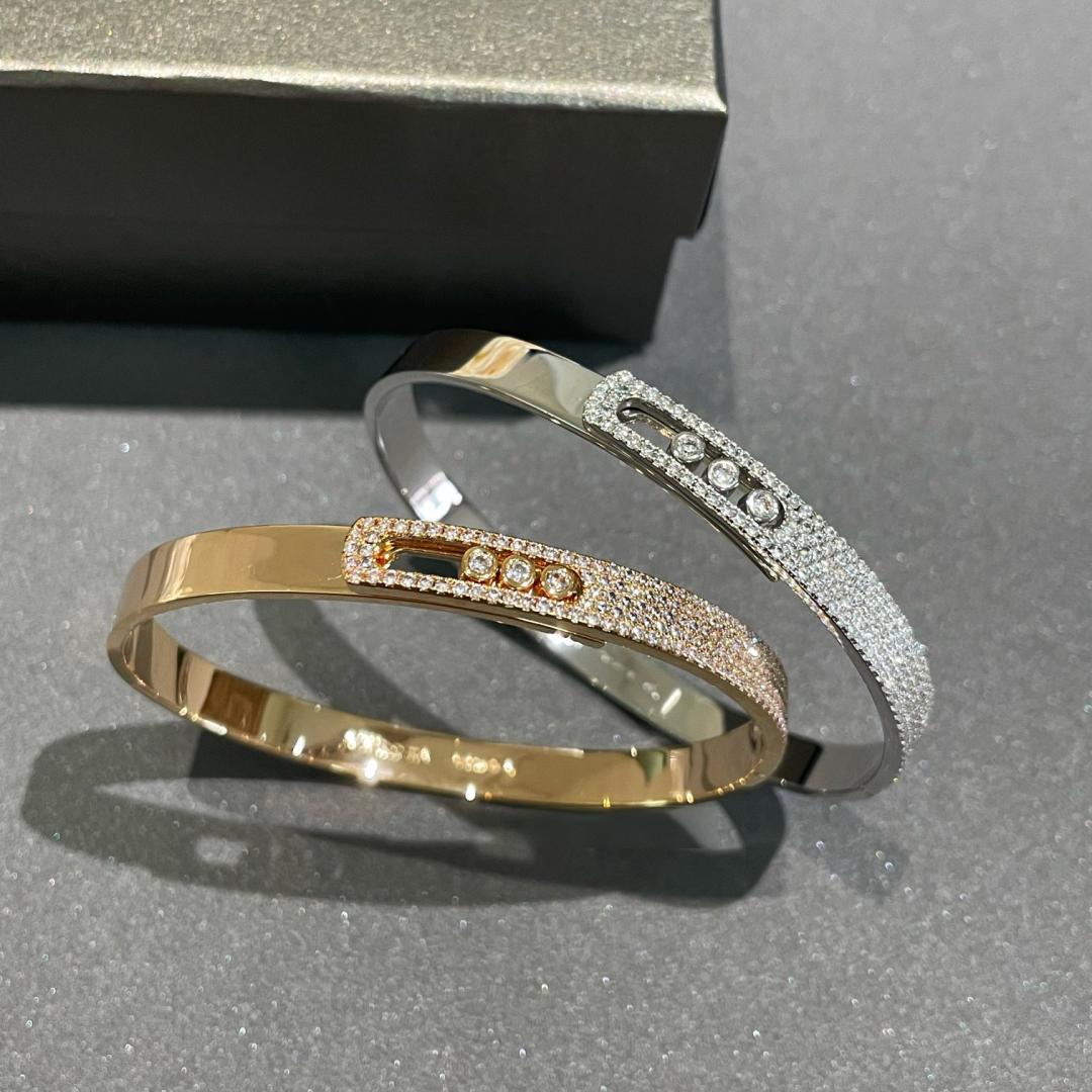 [moco jewelrys ]Move Noa Rose Gold Pavé Diamond Bangle Bracelet