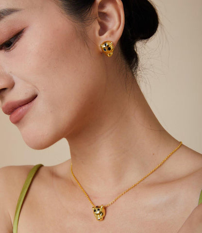 [moco jewelrys]CHRRTAH-PRINT STUD EARRINGS, THREE COLORS