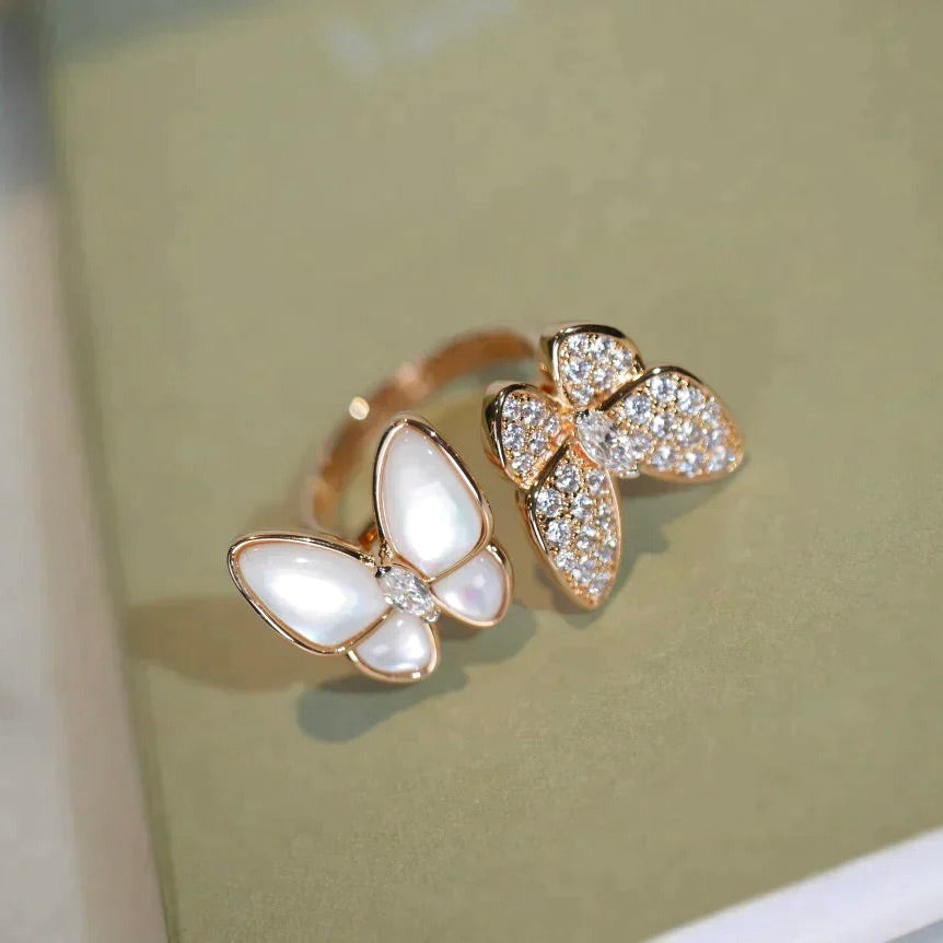 [moco jewelrys]TWIN BUTTERFLY DIAMOND MOP RING