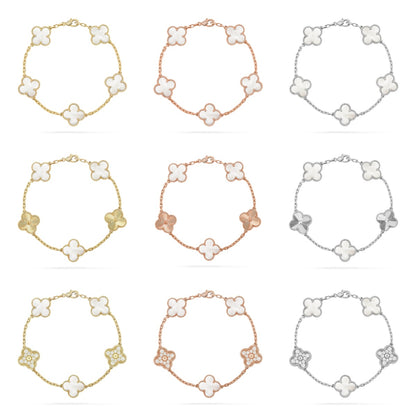 [Moco jewelrys]CLOVER WHITE PEARL MOP 5 MOTIF BRACELET COLLECTION