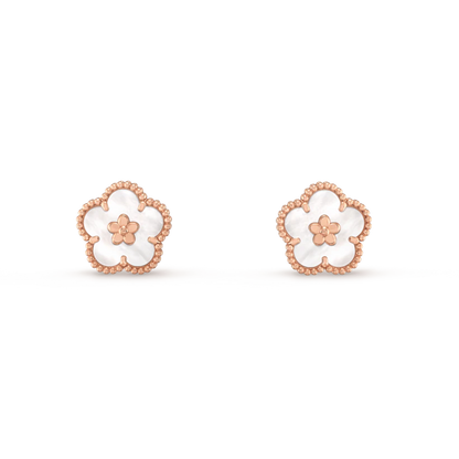 [moco jewelrys]LUCKY PINK GOLD WHITE MOP EARRINGS