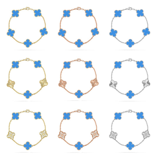 [Moco jewelrys] CLOVER 5 MOTIF BLUE AGATE BRACELET COLLECTION