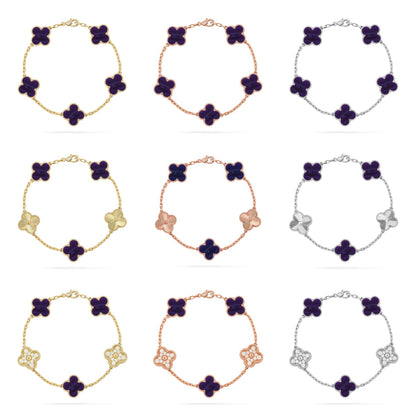 [Moco jewelrys]CLOVER 5 MOTIF PURPLE STRIPES BRACELET COLLECTION