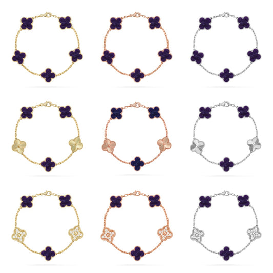 [Moco jewelrys]CLOVER 5 MOTIF PURPLE STRIPES BRACELET COLLECTION