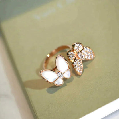 [moco jewelrys]TWIN BUTTERFLY DIAMOND MOP RING