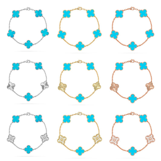 [Moco jewelrys] CLOVER 5 MOTIF TURQUOISE BRACELET COLLECTION