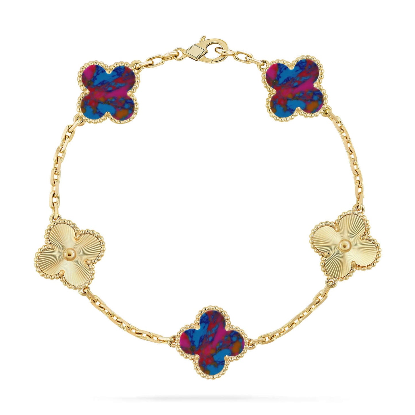 [Moco jewelrys]CLOVER 5 MOTIF COLOR GEMSTONES BRACELET COLLECTION