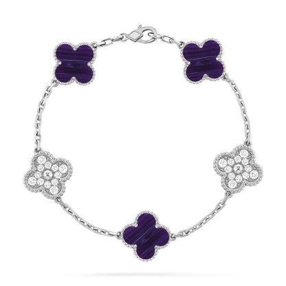 [Moco jewelrys]CLOVER 5 MOTIF PURPLE STRIPES BRACELET COLLECTION