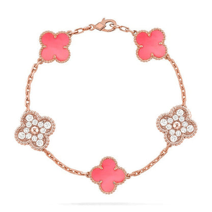 [Moco jewelrys] CLOVER 5 MOTIFS  PINK MOP BRACELET COLLECTION