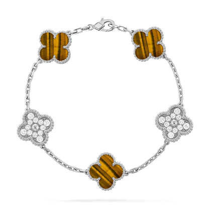 [Moco jewelrys] CLOVER 5 MOTIFS TIGER EYE BRACELET COLLECTION