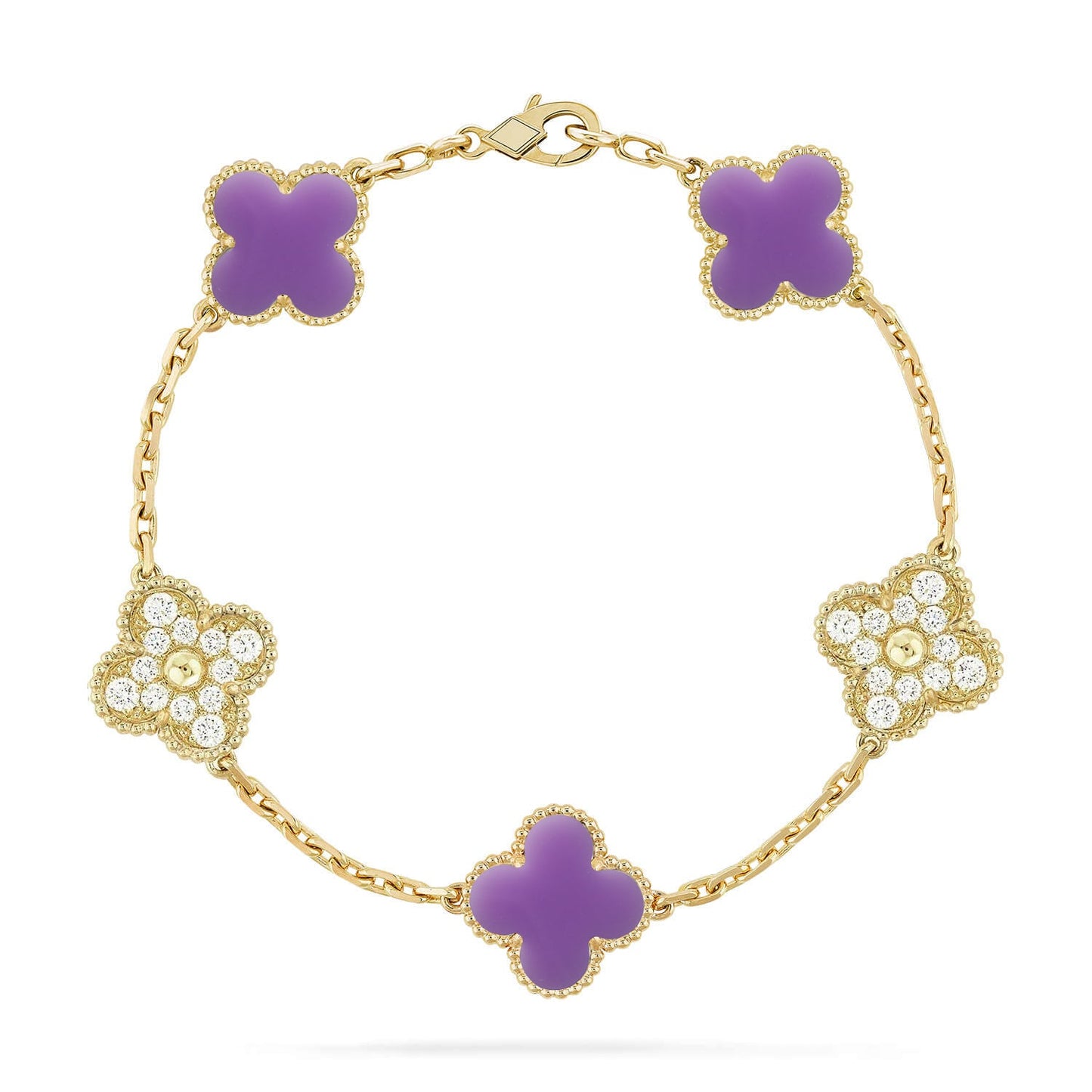 [Moco jewelrys]CLOVER 5 MOTIF LIGHT PURPLE BRACELET COLLECTION