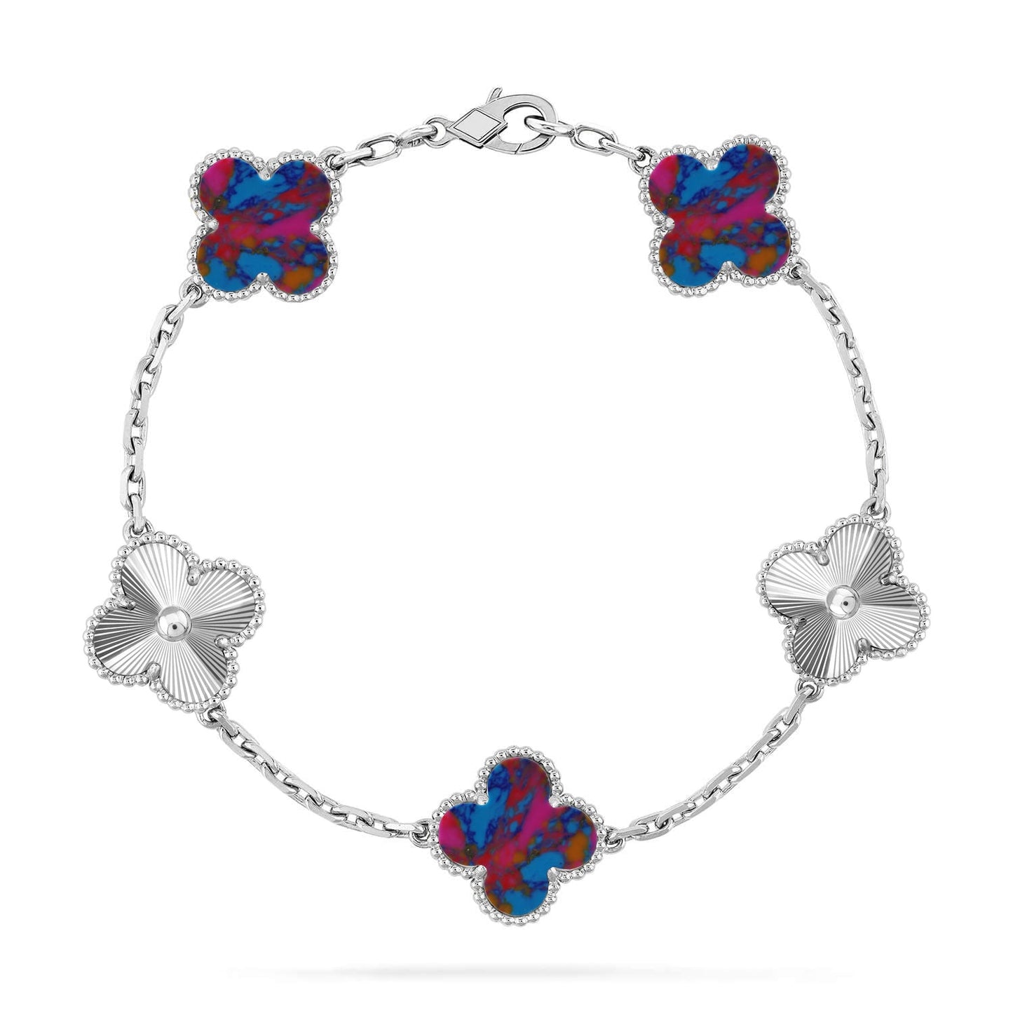[Moco jewelrys]CLOVER 5 MOTIF COLOR GEMSTONES BRACELET COLLECTION