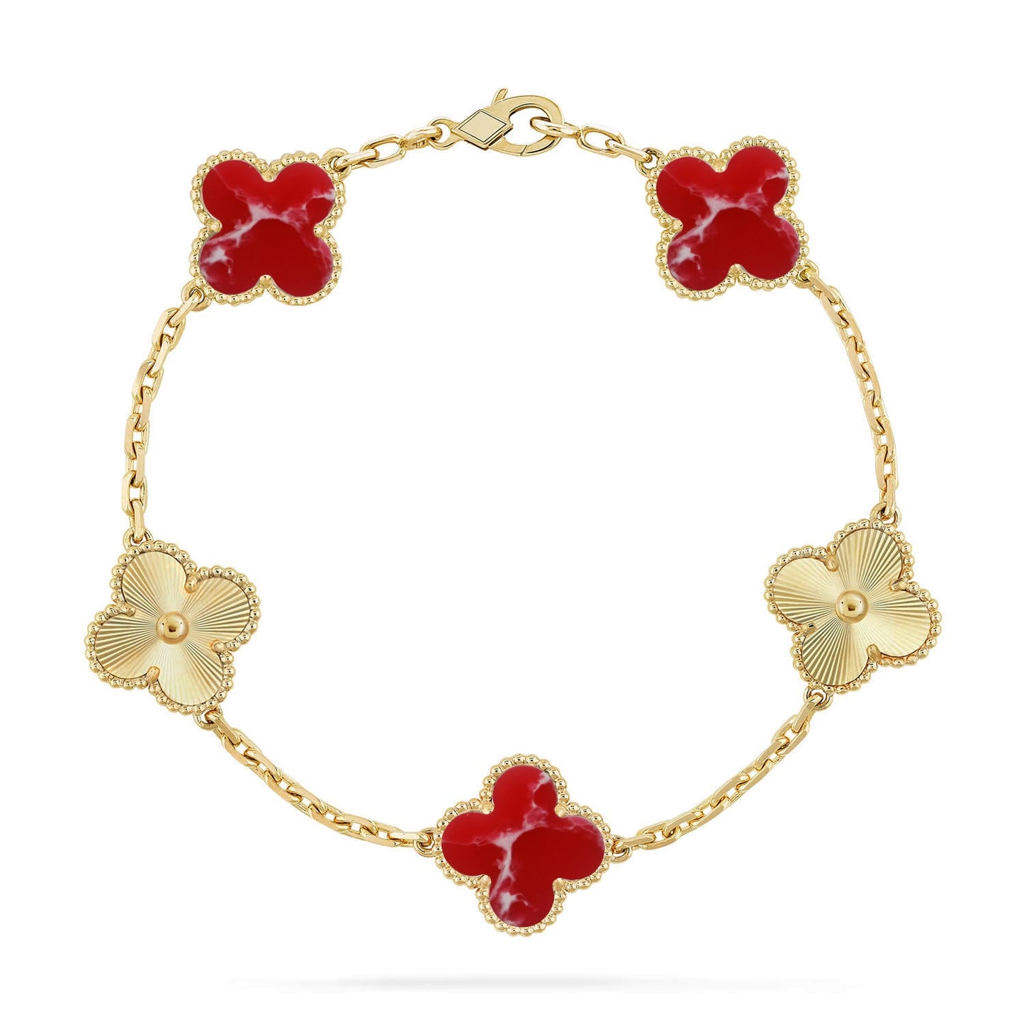 [Moco jewelrys]CLOVER 5 MOTIF RED PATTERN BRACELET COLLECTION