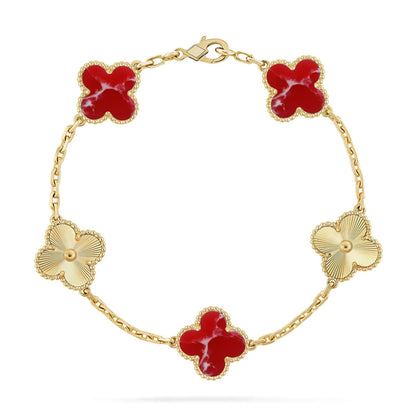 [Moco jewelrys]CLOVER 5 MOTIF RED PATTERN BRACELET COLLECTION