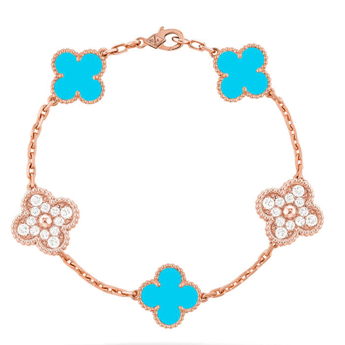 [Moco jewelrys] CLOVER 5 MOTIF TURQUOISE BRACELET COLLECTION
