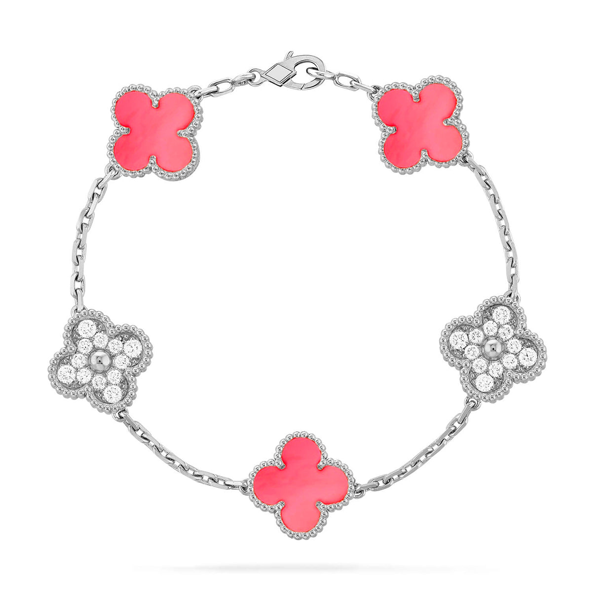 [Moco jewelrys] CLOVER 5 MOTIFS  PINK MOP BRACELET COLLECTION
