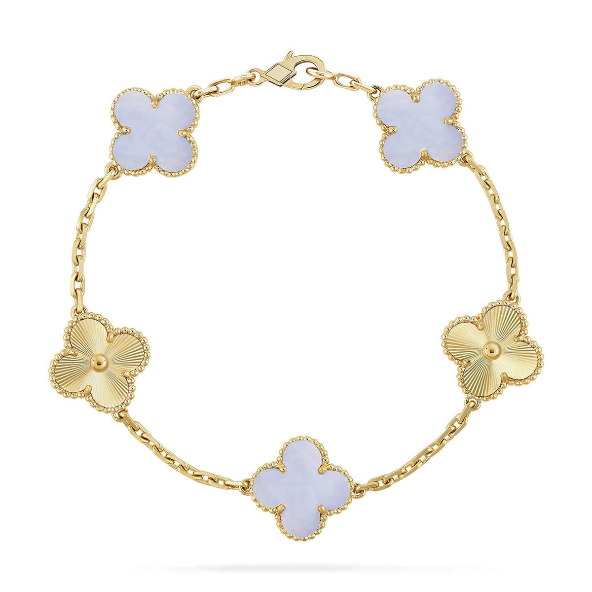 [Moco jewelrys] CLOVER 5 MOTIF PURPLE CHALCEDONY BRACELET COLLECTION