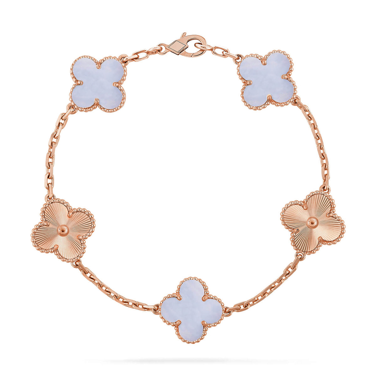 [Moco jewelrys] CLOVER 5 MOTIF PURPLE CHALCEDONY BRACELET COLLECTION