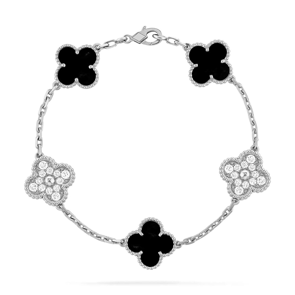[Moco jewelrys] CLOVER 5 MOTIF ONYXS BRACELET COLLECTION