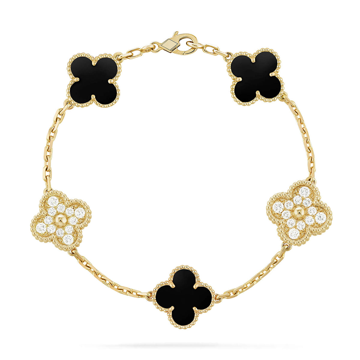 [Moco jewelrys] CLOVER 5 MOTIF ONYXS BRACELET COLLECTION