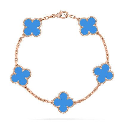 [Moco jewelrys] CLOVER 5 MOTIF BLUE AGATE BRACELET COLLECTION