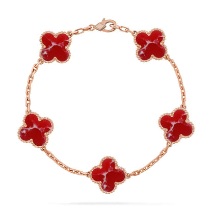 [Moco jewelrys]CLOVER 5 MOTIF RED PATTERN BRACELET COLLECTION