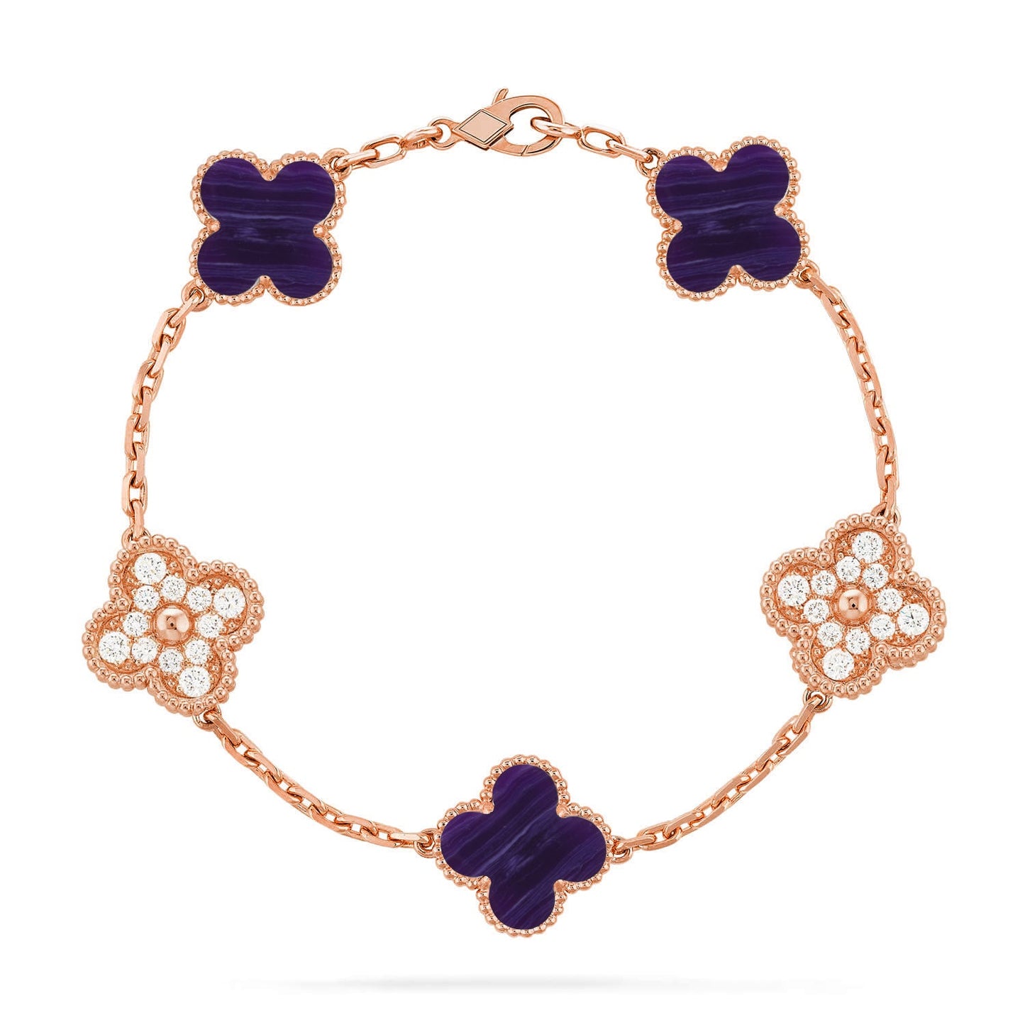 [Moco jewelrys]CLOVER 5 MOTIF PURPLE STRIPES BRACELET COLLECTION