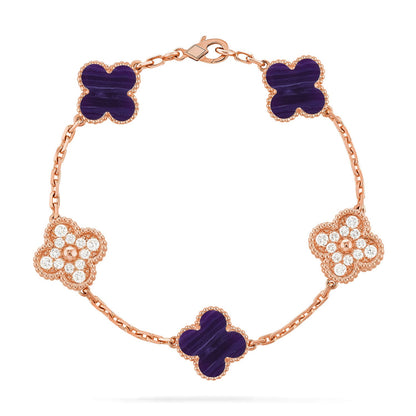 [Moco jewelrys]CLOVER 5 MOTIF PURPLE STRIPES BRACELET COLLECTION
