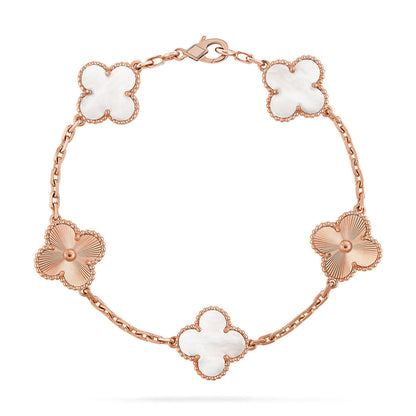 [Moco jewelrys]CLOVER WHITE PEARL MOP 5 MOTIF BRACELET COLLECTION