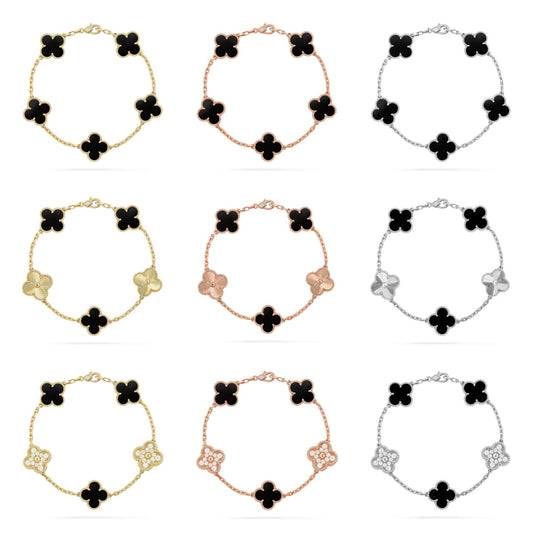 [Moco jewelrys] CLOVER 5 MOTIF ONYXS BRACELET COLLECTION
