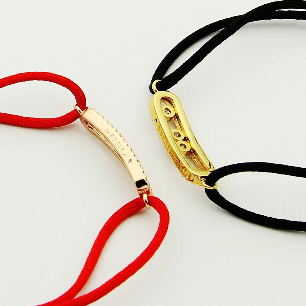 [moco jewelrys ]MK Care(s) pink cord pavé bracelet