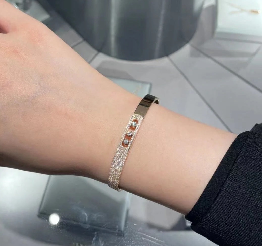 [moco jewelrys ]Move Noa Rose Gold Pavé Diamond Bangle Bracelet