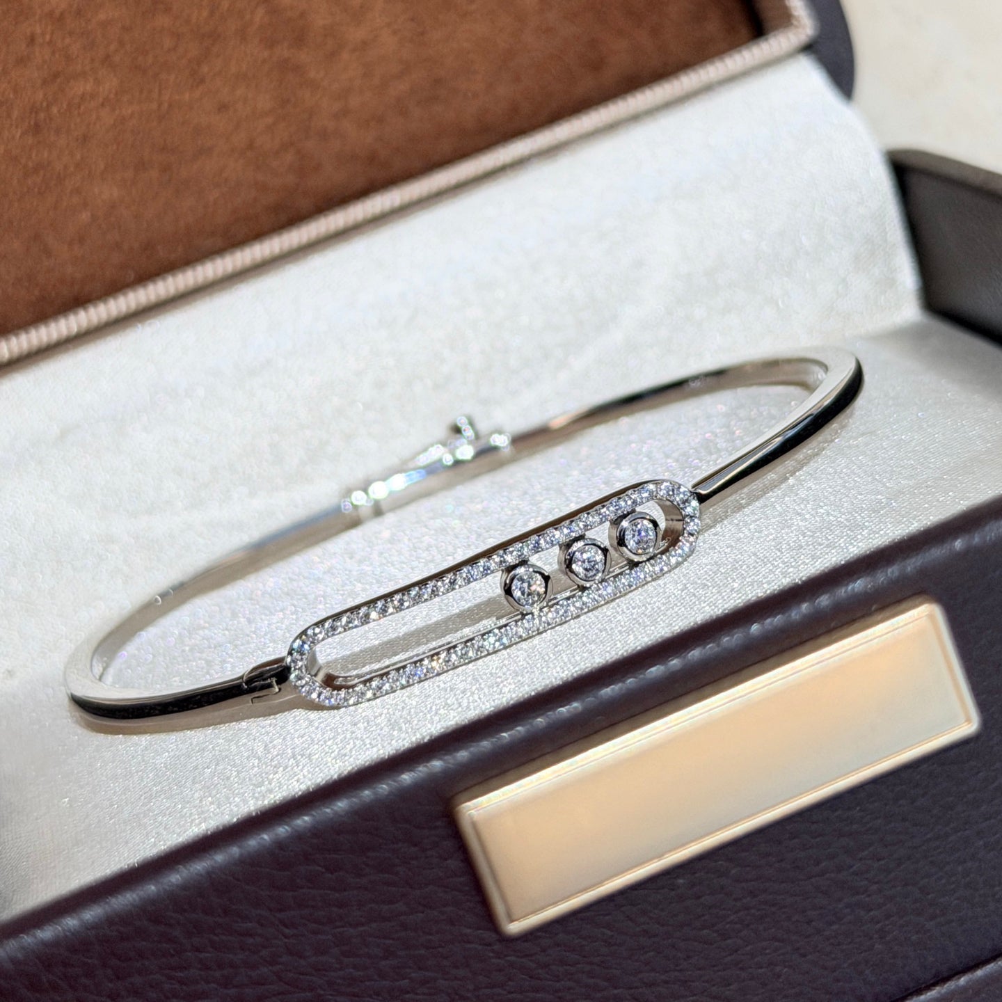 [moco jewelrys ]Move Pavé Diamond Bangle Bracelet M