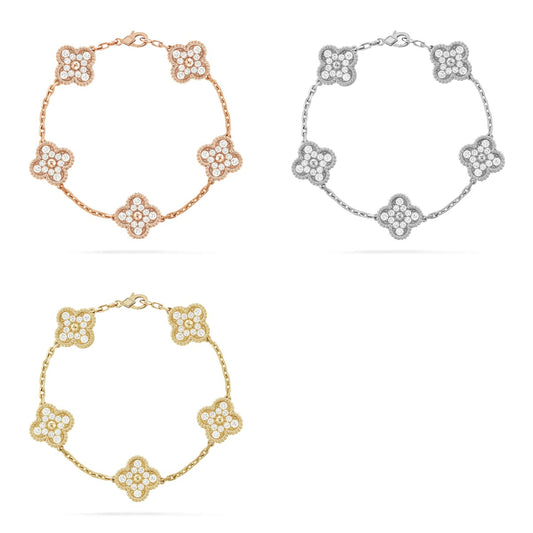 [Moco jewelrys] CLOVER 5 MOTIF FULL DIAMOND BRACELET COLLECTION