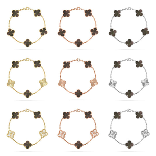 [Moco jewelrys] CLOVER 5 MOTIF GRAY MOP BRACELET COLLECTION