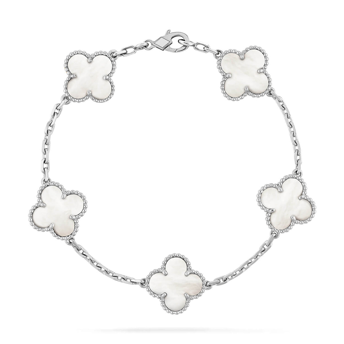 [Moco jewelrys]CLOVER WHITE PEARL MOP 5 MOTIF BRACELET COLLECTION