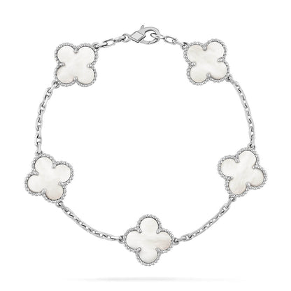 [Moco jewelrys]CLOVER WHITE PEARL MOP 5 MOTIF BRACELET COLLECTION