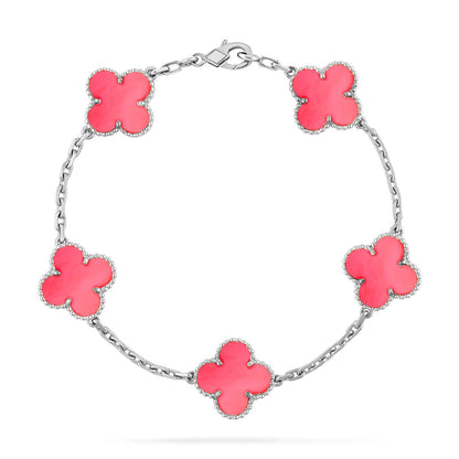[Moco jewelrys] CLOVER 5 MOTIFS  PINK MOP BRACELET COLLECTION