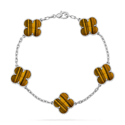[Moco jewelrys] CLOVER 5 MOTIFS TIGER EYE BRACELET COLLECTION