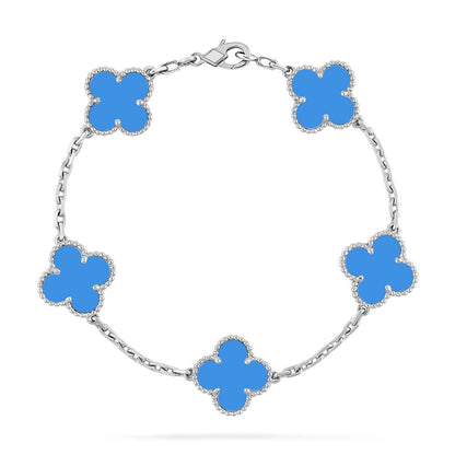 [Moco jewelrys] CLOVER 5 MOTIF BLUE AGATE BRACELET COLLECTION