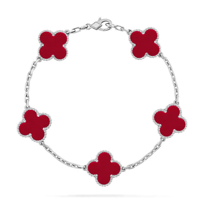 [Moco jewelrys] CLOVER 5 MOTIF RED CORNELIAN BRACELET COLLECTION
