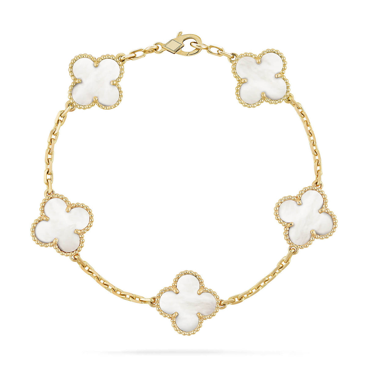 [Moco jewelrys]CLOVER WHITE PEARL MOP 5 MOTIF BRACELET COLLECTION
