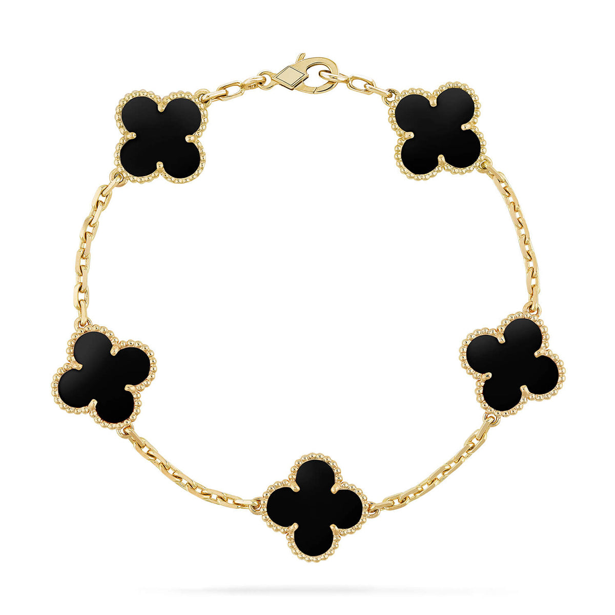 [Moco jewelrys] CLOVER 5 MOTIF ONYXS BRACELET COLLECTION