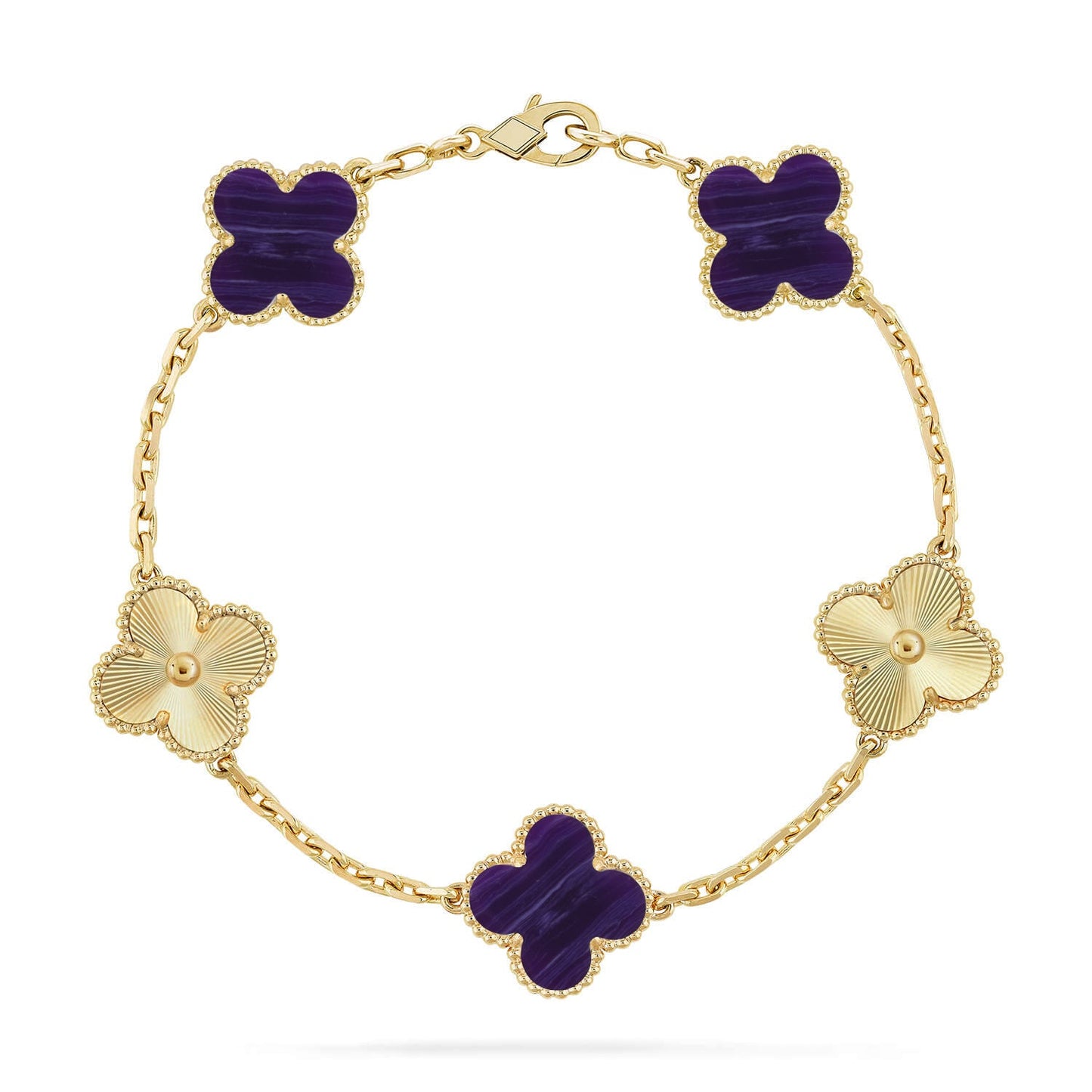 [Moco jewelrys]CLOVER 5 MOTIF PURPLE STRIPES BRACELET COLLECTION