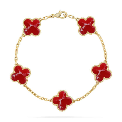 [Moco jewelrys]CLOVER 5 MOTIF RED PATTERN BRACELET COLLECTION