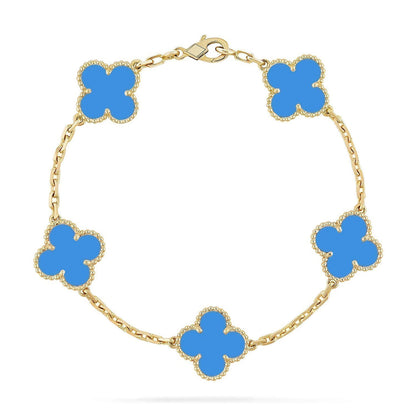 [Moco jewelrys] CLOVER 5 MOTIF BLUE AGATE BRACELET COLLECTION