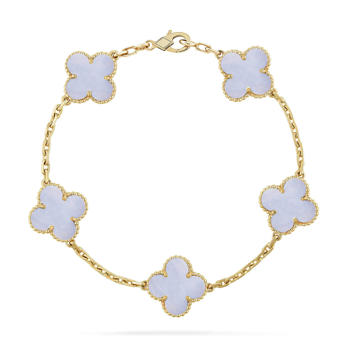 [Moco jewelrys] CLOVER 5 MOTIF PURPLE CHALCEDONY BRACELET COLLECTION