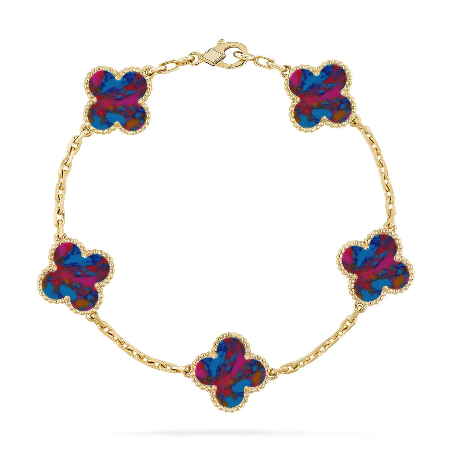 [Moco jewelrys]CLOVER 5 MOTIF COLOR GEMSTONES BRACELET COLLECTION