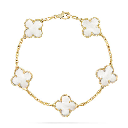 [Moco jewelrys]CLOVER WHITE PEARL MOP 5 MOTIF BRACELET COLLECTION