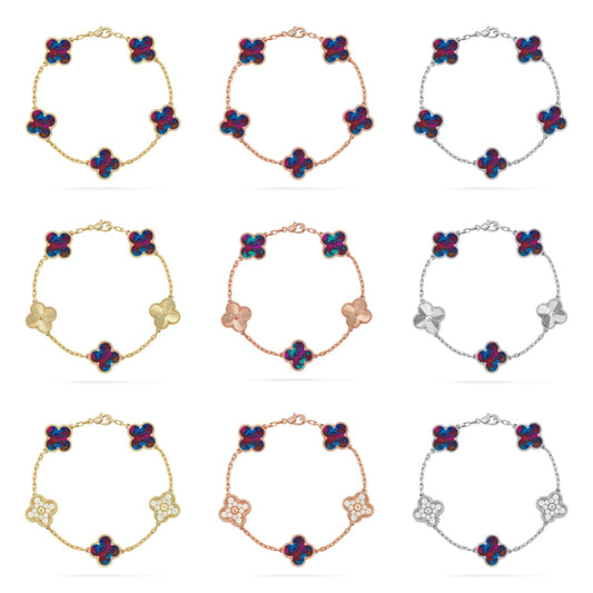 [Moco jewelrys]CLOVER 5 MOTIF COLOR GEMSTONES BRACELET COLLECTION